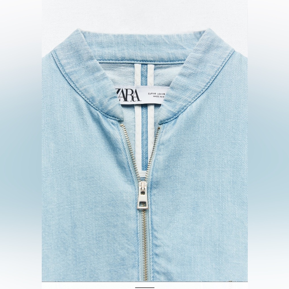 Zara DENIM BOMBER JACKET - Picture 3 of 9